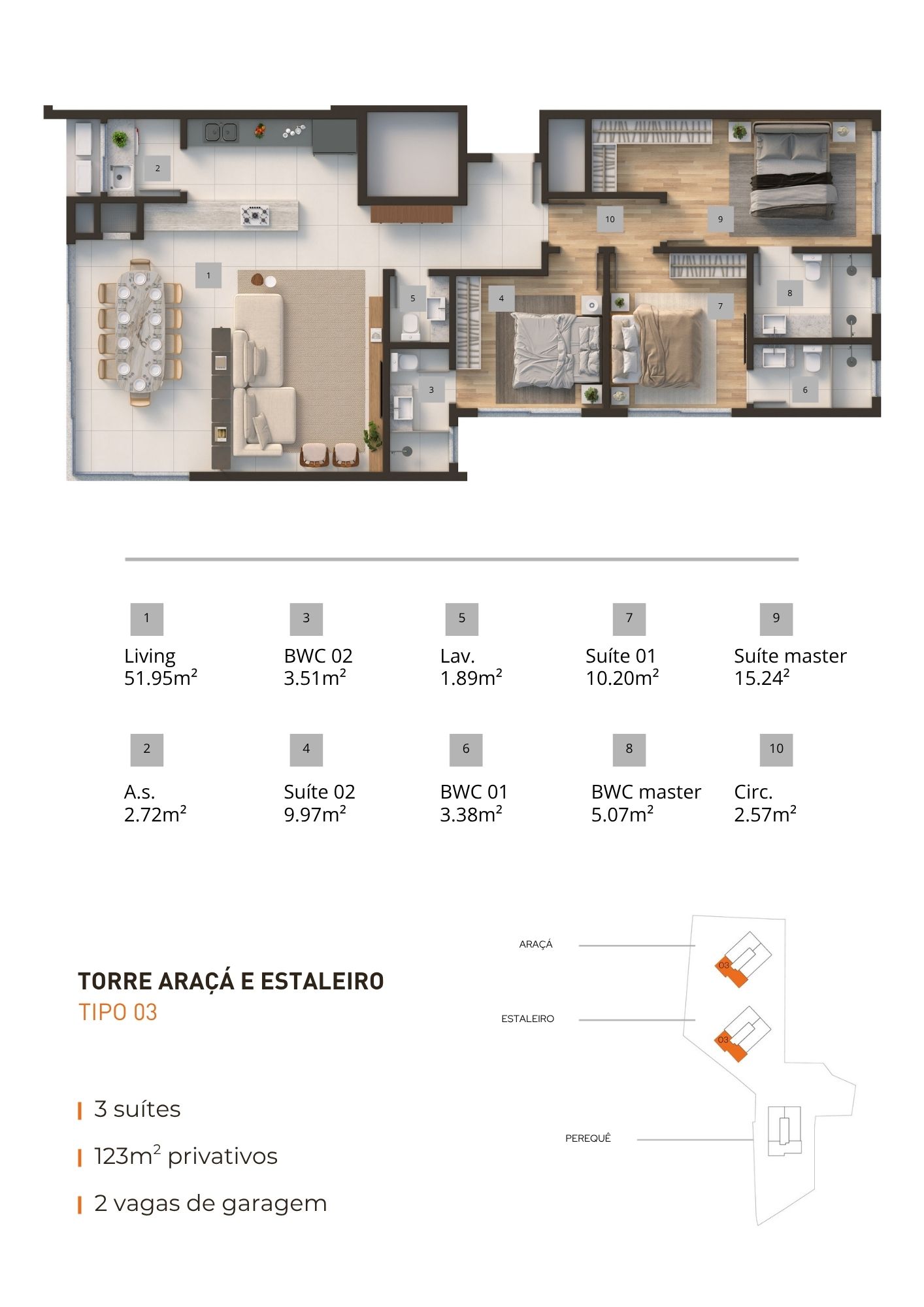 Planta Tipo 03 - Torre Araçã e Estaleiro